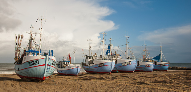 Fiskekutterne på Thorup Strand. Foto: Ejgil Bodilsen