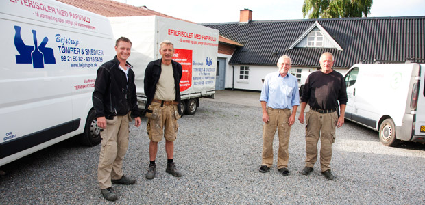 Staben hos Bejstrup Tømrer & Snedker udgøres af (fra venstre) Gert Pedersen, Henning Jørgensen, Per Pedersen og Peter Klemmensen. Foto: Ejgil Bodilsen